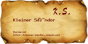 Kleiner Sándor névjegykártya